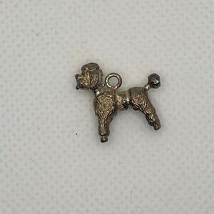 Vintage Poodle Dog Charm Pendant Silver Tone with C‎ Mark Retro Jewelry